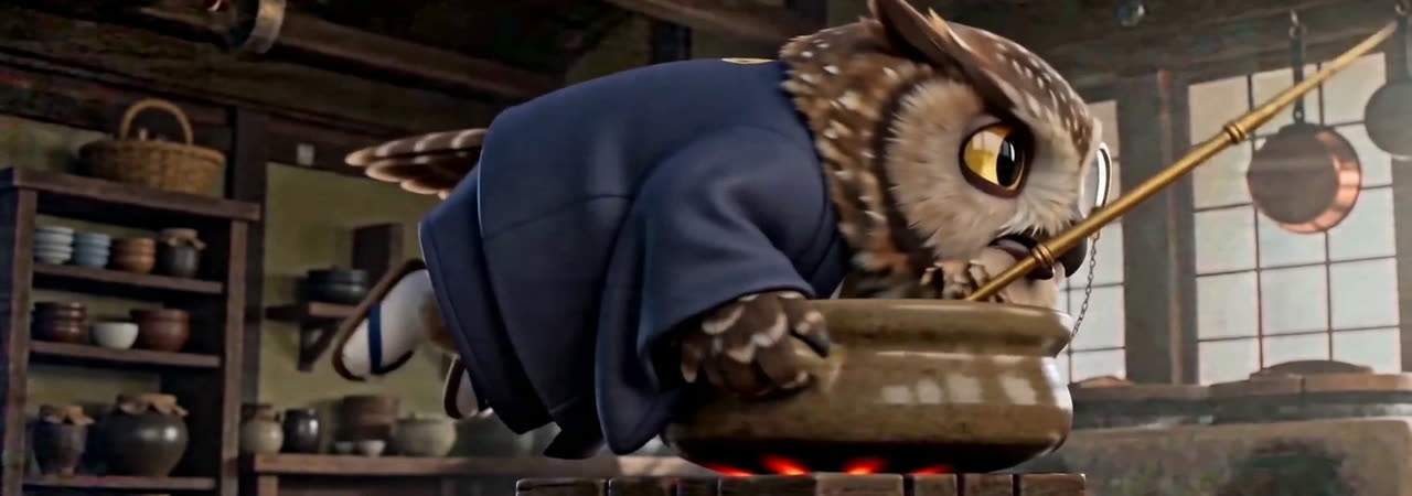 寺院の勝手口で湯気が立ち上る椀物の場面